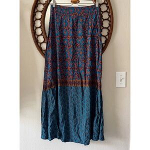 NATURAL LIFE Teal and Rust Boho Maxi Skirt
